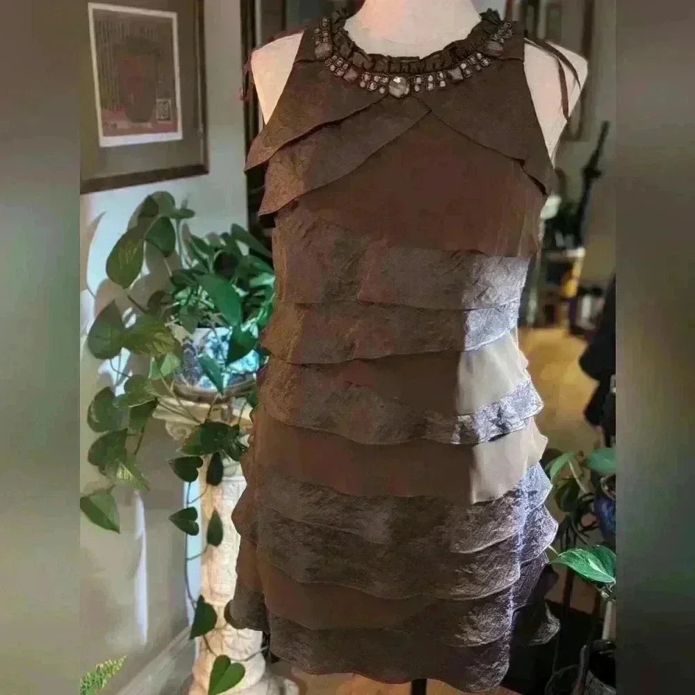 S.L.Fashions Tiered Ruffle Dress Size 14